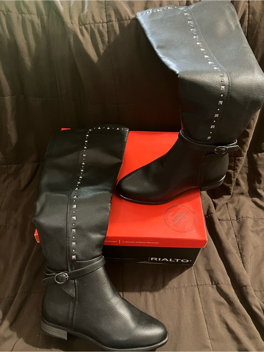 Rialto Black Studded Over-the-Calf Boots